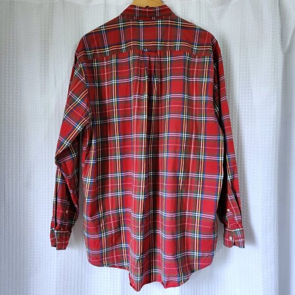 Nautica Shirt Mens Large Pinpoint Oxford Long Sleeve Button Down Plaid Cotton - Picture 2 of 8